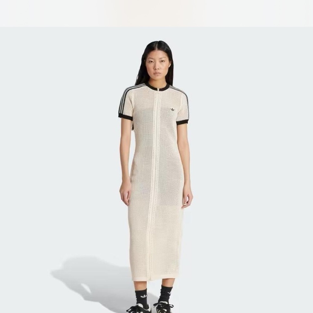 Adidas Cream Crotchet Midi Dress